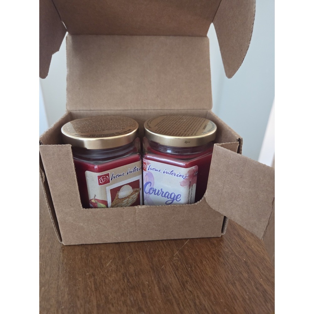 Two Home Interiors Candles Apple Pie Ala Mode And Courage Set Pair